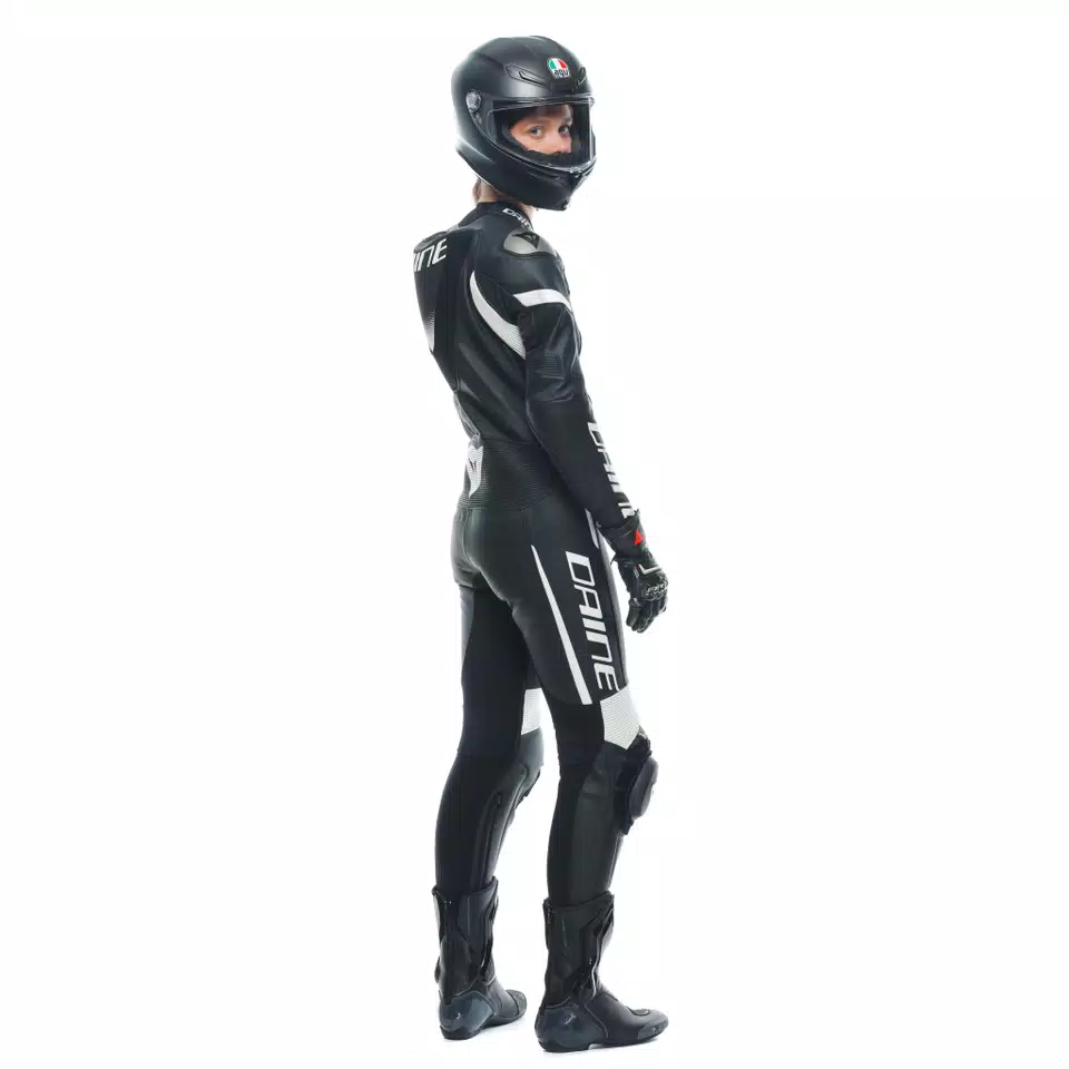 GROBNIK - DAMES MOTORPAK VAN PERFOREERD LEER IN 1 STUK - BLACK/BLACK/WHITE - 8