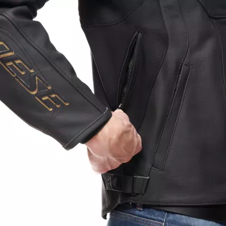 RACING 5 - HERREN MOTORRADJACKE AUS LEDER - BLACK/GOLD - 5