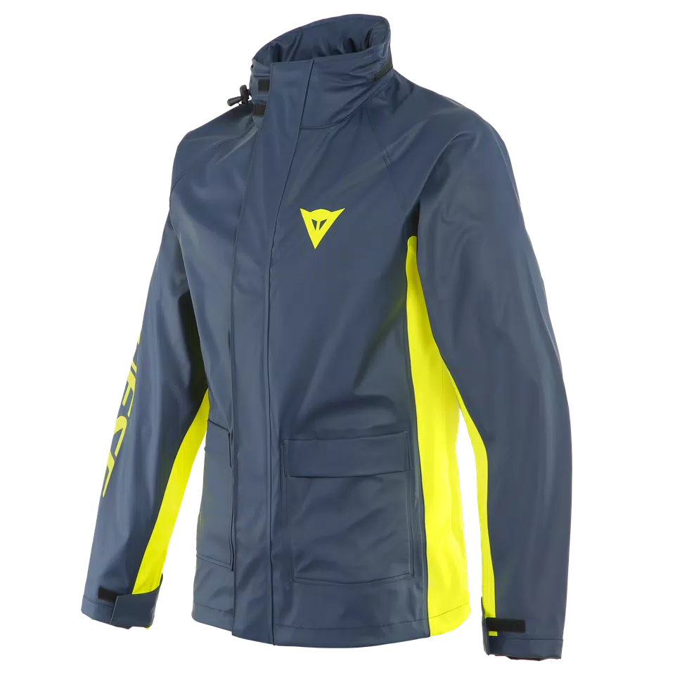 STORM 2 - UNISEX MOTORCYCLE RAIN JACKET - BLACK-IRIS/FLUO-YELLOW - 1