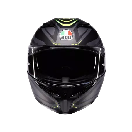 K3 SYTH MATT BLACK/YELLOW FLUO - MOTORBIKE FULL FACE HELMET E2206 -  - 2