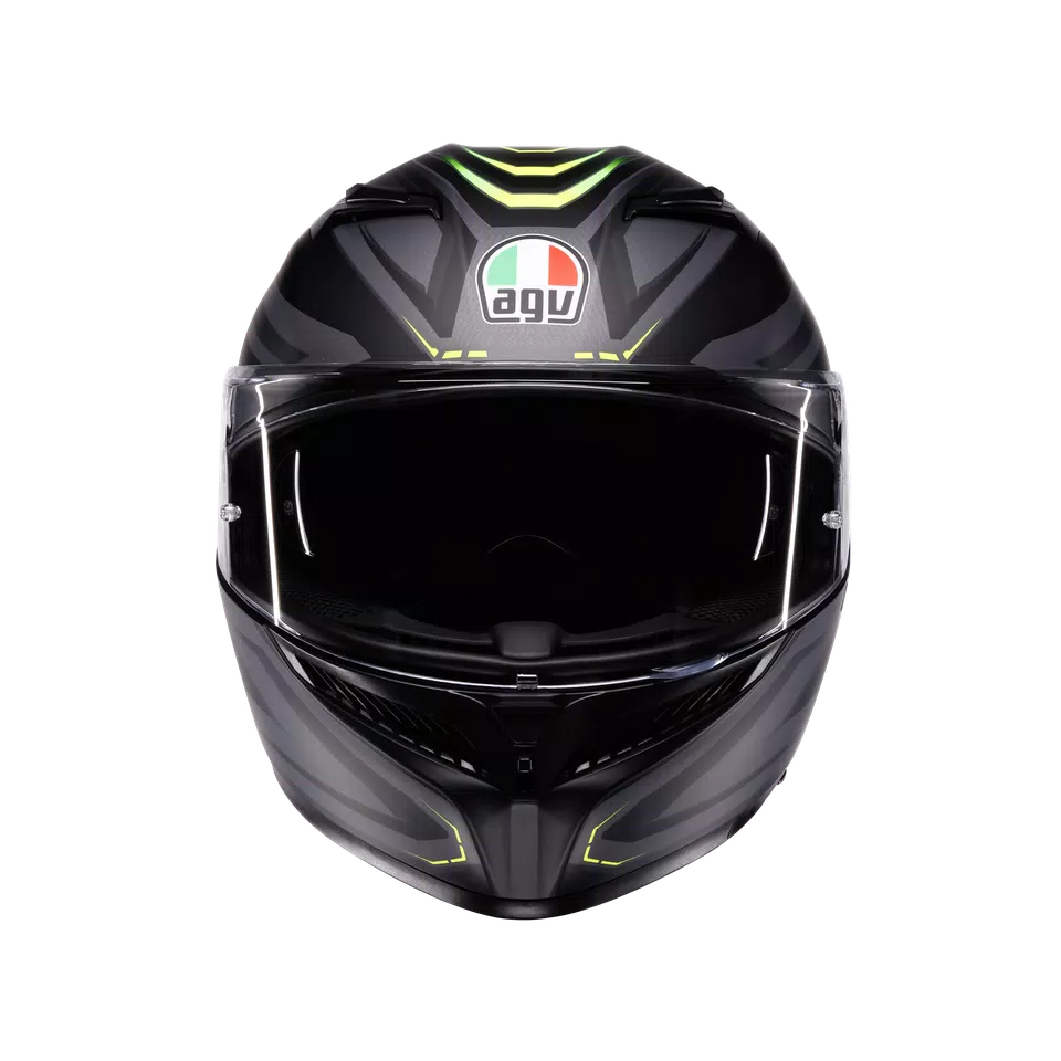 K3 SYTH MATT BLACK/YELLOW FLUO - MOTORBIKE FULL FACE HELMET E2206 -  - 2