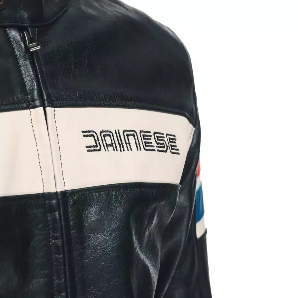 HF D1 - MEN'S MOTORCYCLE LEATHER JACKET - BLACK/RED/BLUE - 8