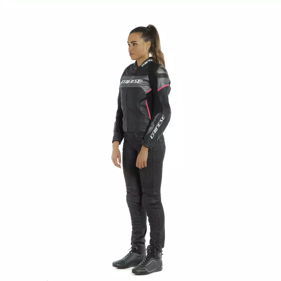 RACING 3 D-AIR LADY LEATHER JACKET - BLACK/ANTHRACITE/FUCHSIA - 7