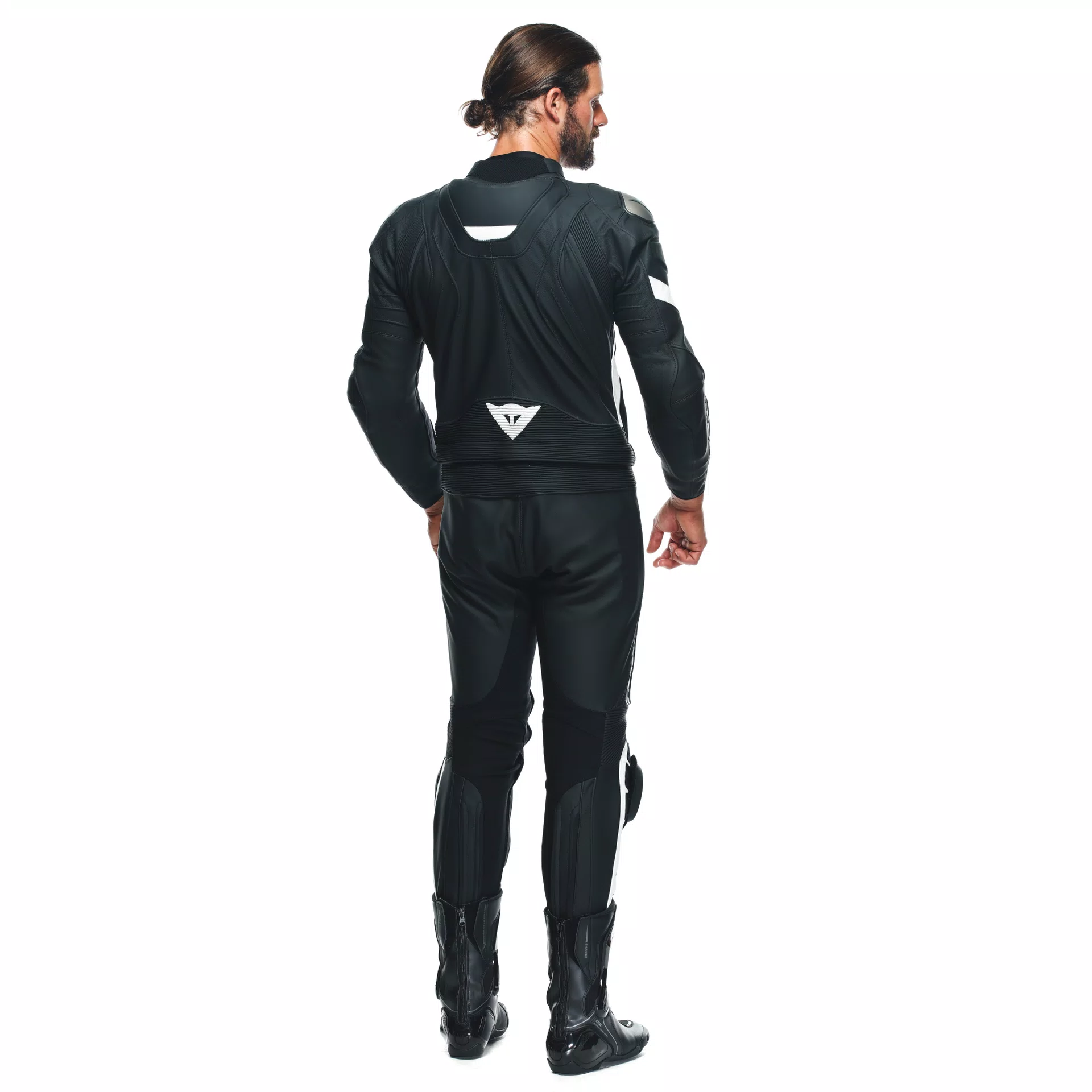 AVRO 4 MEN S 2 PIECE MOTORCYCLE LEATHER SUIT SHORT TALL BLACK MATT BLACK MATT WHITE Dainese