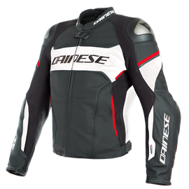 RACING 3 D-AIR® PERF. LEATHER JACKET BLACK/WHITE/LAVA-RED- Jackets