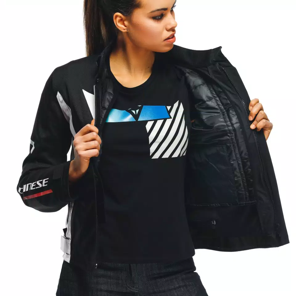 VELOCE D-DRY®- WOMEN'S WATERPROOF MOTORCYCLE JACKET - BLACK/WHITE/LAVA-RED - 13