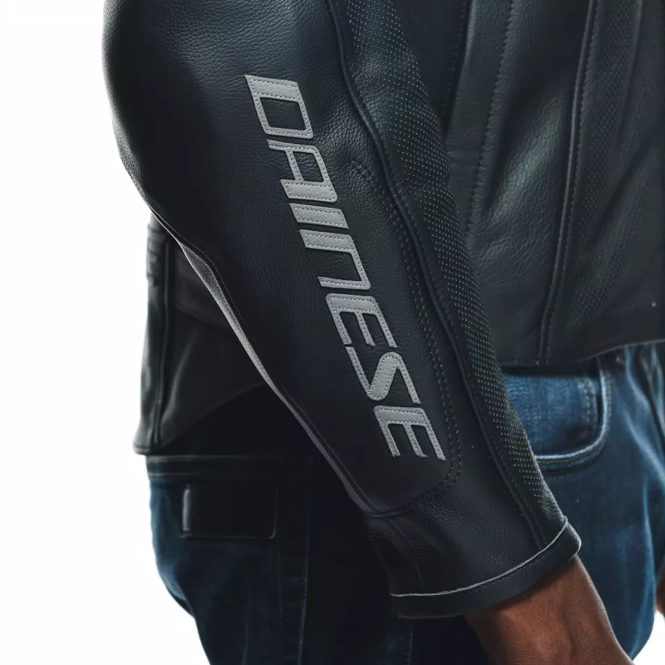 RACING 4 - MEN'S MOTORCYCLE PERFORATED LEATHER JACKET - BLACK/CHARCOAL-GRAY - 10