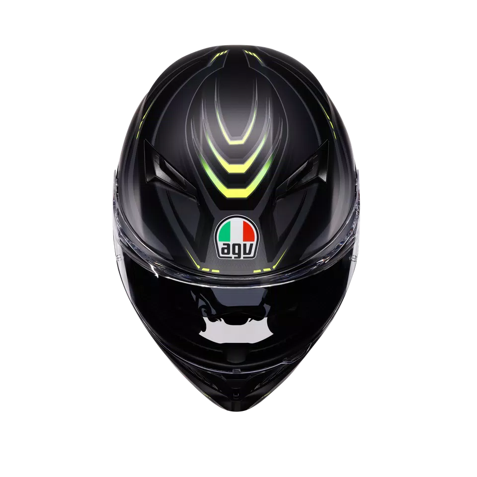 K3 SYTH MATT BLACK/YELLOW FLUO - MOTORBIKE FULL FACE HELMET E2206 -  - 7