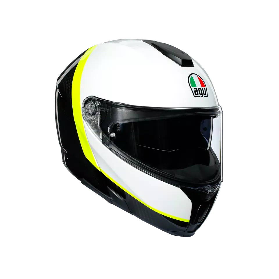 SPORTMODULAR RAY CARBON/WHITE/YELLOW FLUO -CASQUE MOTO MODULAIRE E2205 -  - 1