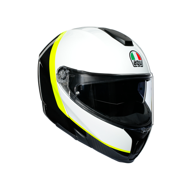 sportmodular-ray-carbon-white-yellow-fluo-casque-moto-modulaire-e2205 image number 0