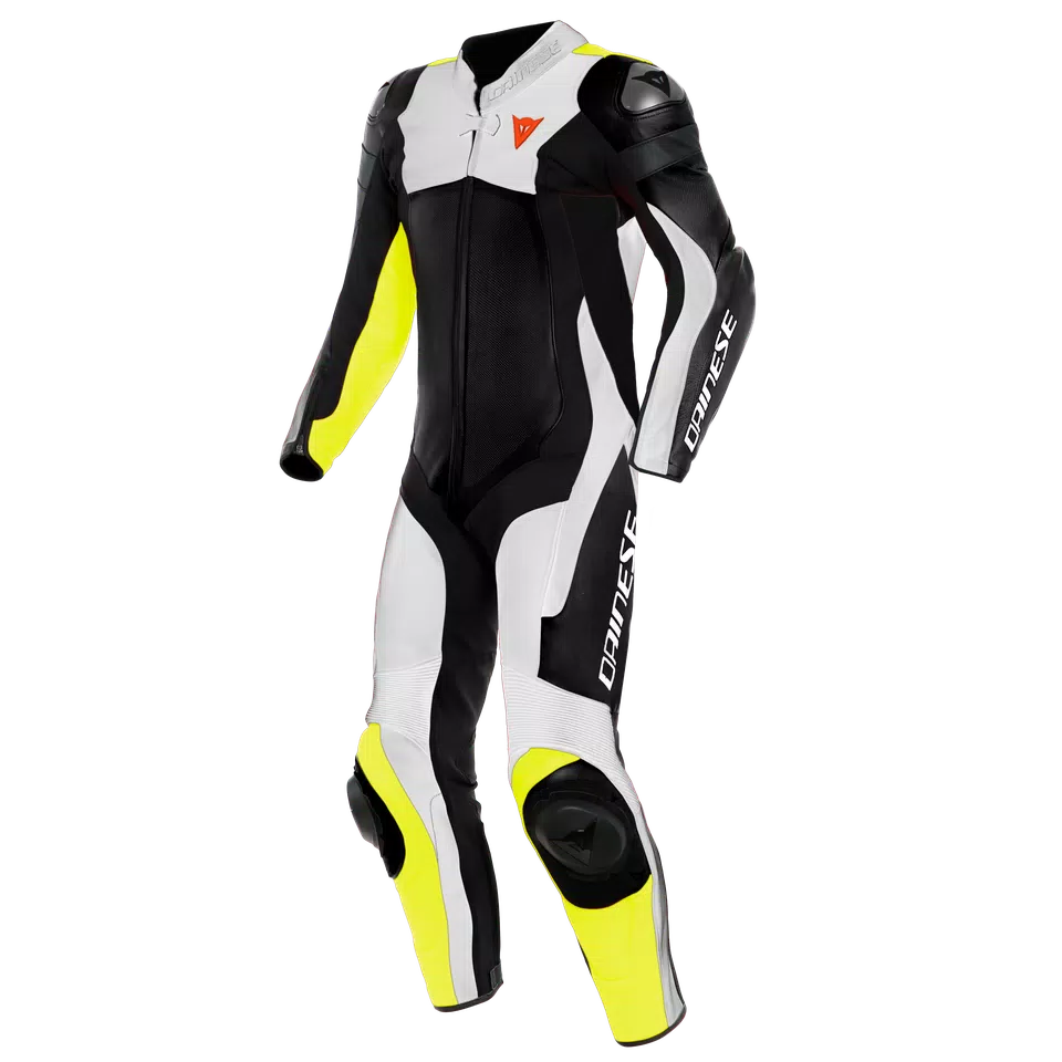ASSEN 2 1 PC. PERF. LEATHER SUIT - BLACK/WHITE/FLUO-YELLOW - 1
