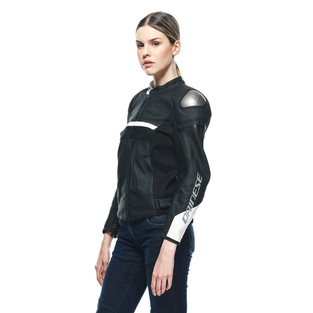 rapida-giacca-moto-in-pelle-perforata-donna-black-matt-black-matt-white image number 4