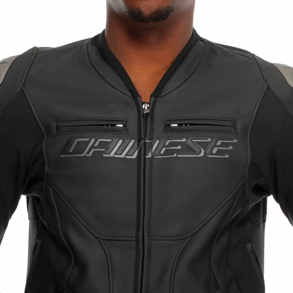 RACING 5 - MEN LEATHER MOTORCYCLE JACKET - BLACK/BLACK/BLACK - 9