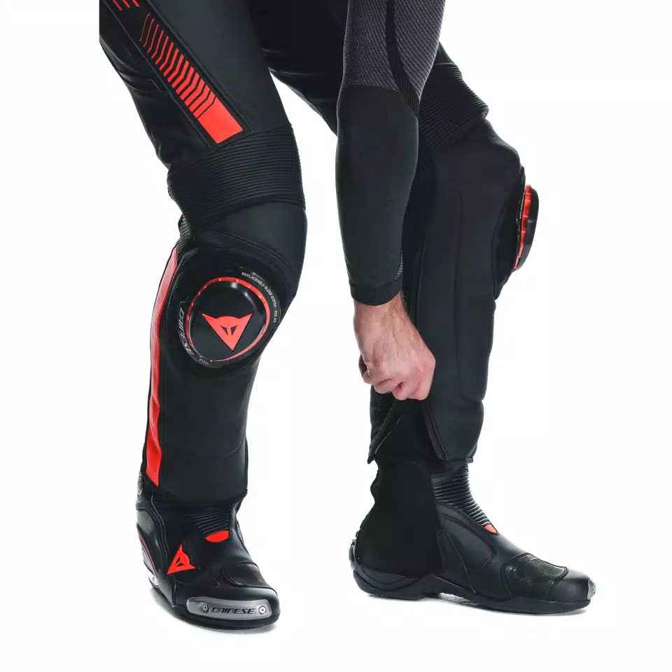 SUPER SPEED - MEN'S MOTORCYCLE LEATHER PANTS - BLACK/RED-FLUO - 11