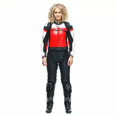 MIRAGE - DAMES 2-DELIG MOTORFIETS LEDERPAK (KORT/LANG) - BLACK/LAVA-RED/WHITE - 3