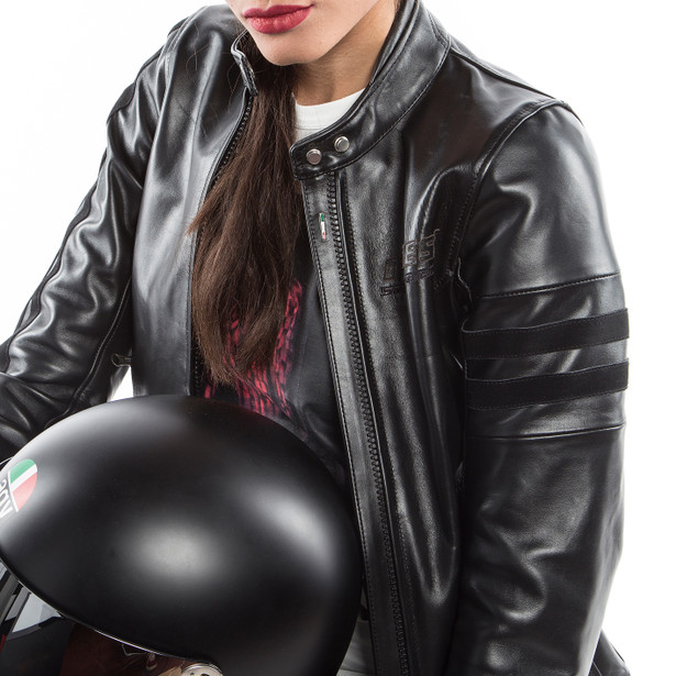 Anime girl in leather jacket