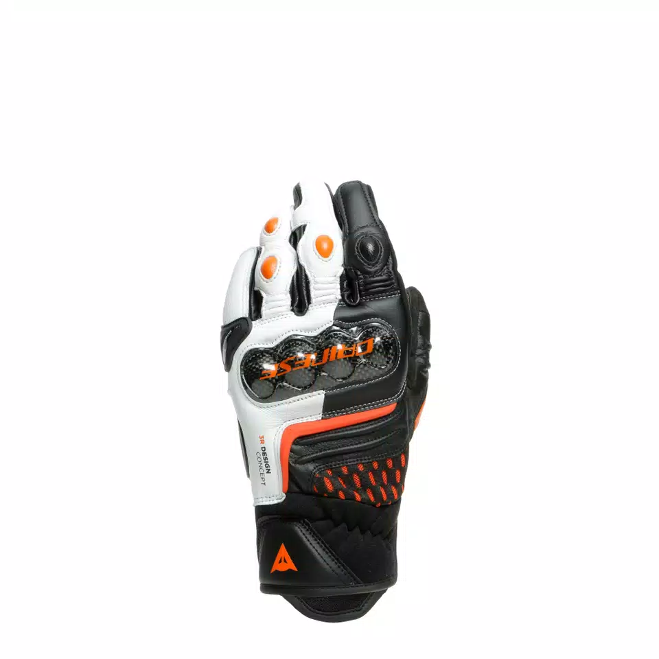 CARBON 3 SHORT GLOVES - BLACK/WHITE/FLAME-ORANGE - 1