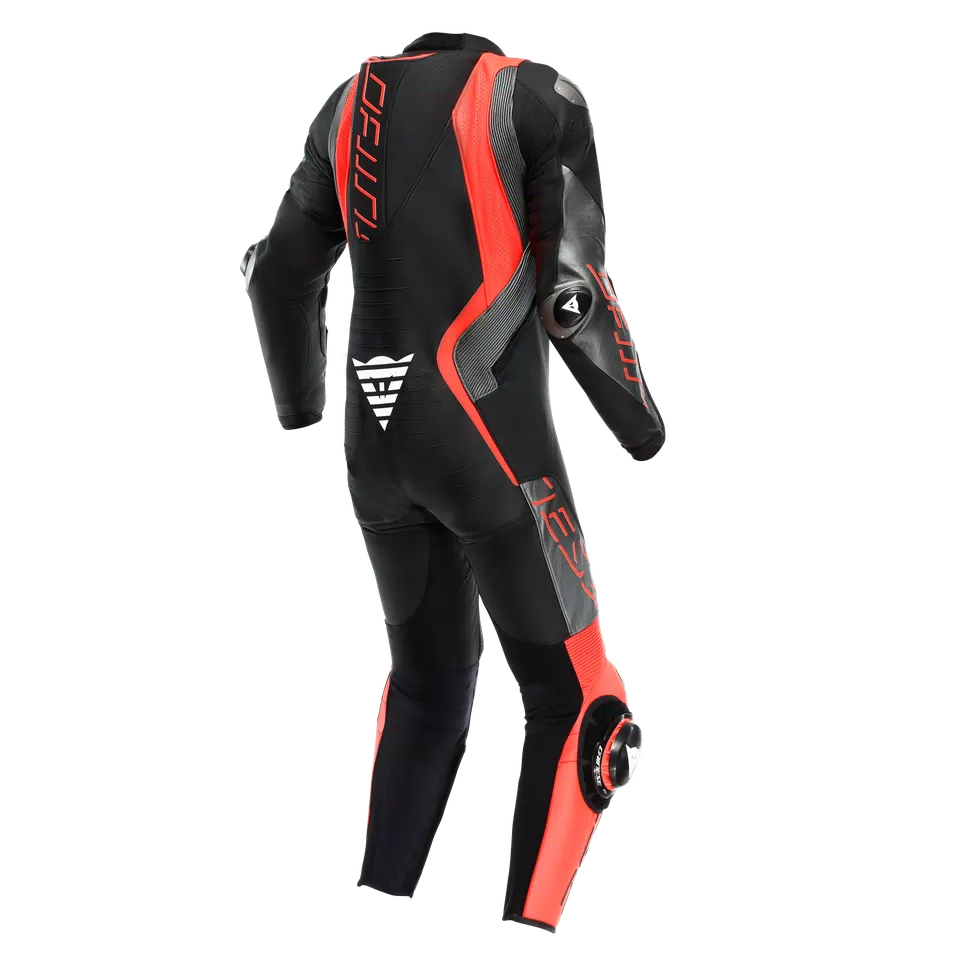 AUDAX D-ZIP 1PC PERF. LEATHER SUIT - BLACK/RED-FLUO/ANTHRACITE - 2