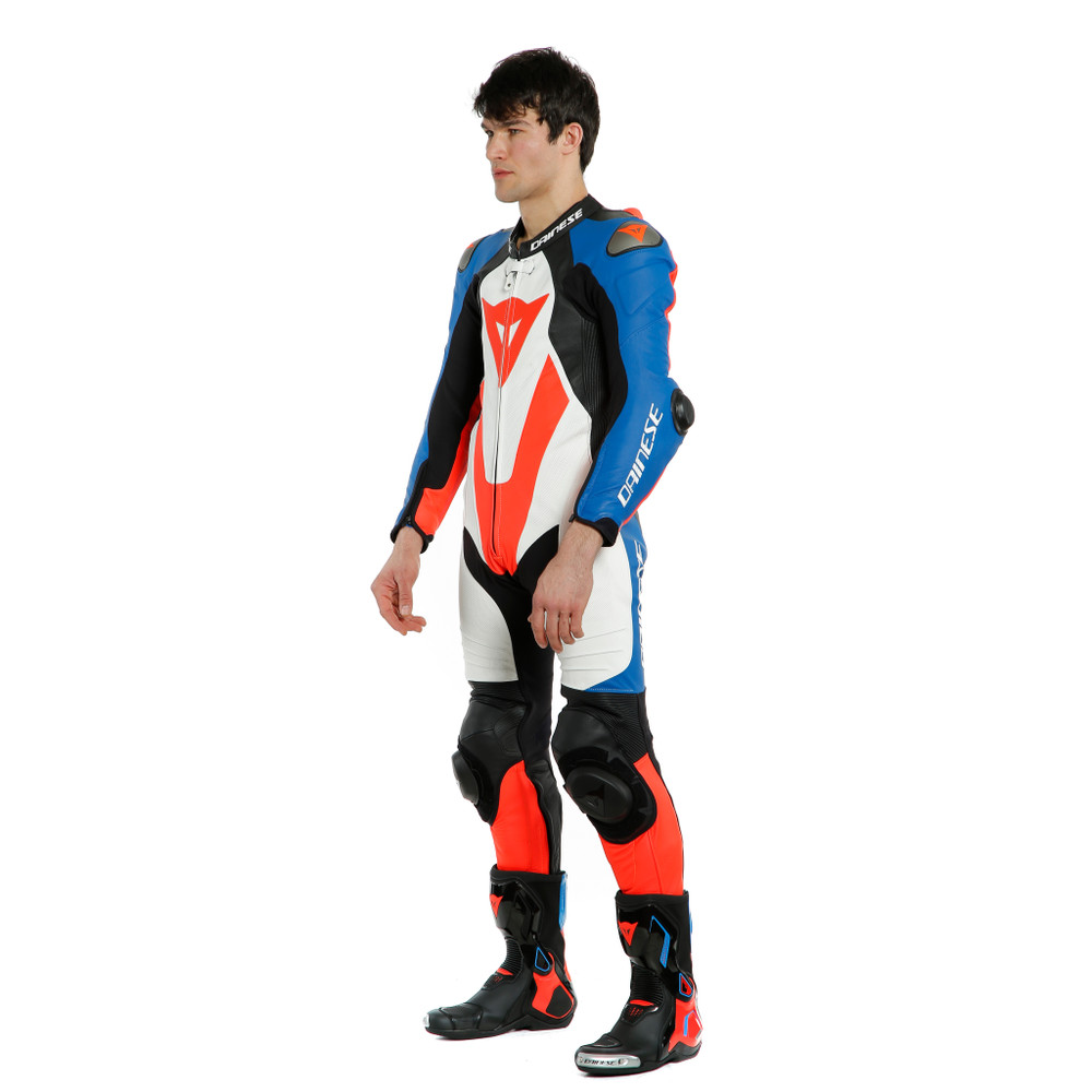 laguna-seca-5-combinaison-moto-racing-en-cuir-une-pi-ce-homme-white-light-blue-black-fluo-red image number 3