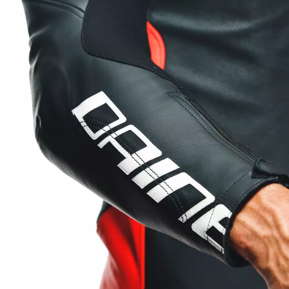 TOSA 1 PCS LEATHER SUIT PERF - BLACK/FLUO-RED/WHITE - 16