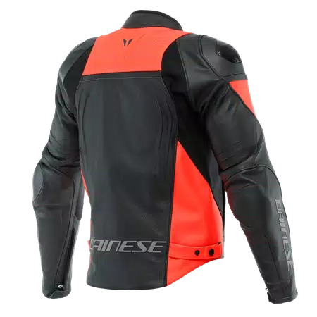 RACING 4 - HEREN MOTORFIETS GEPERFOREERDE LEREN JAS - BLACK/FLUO-RED - 2