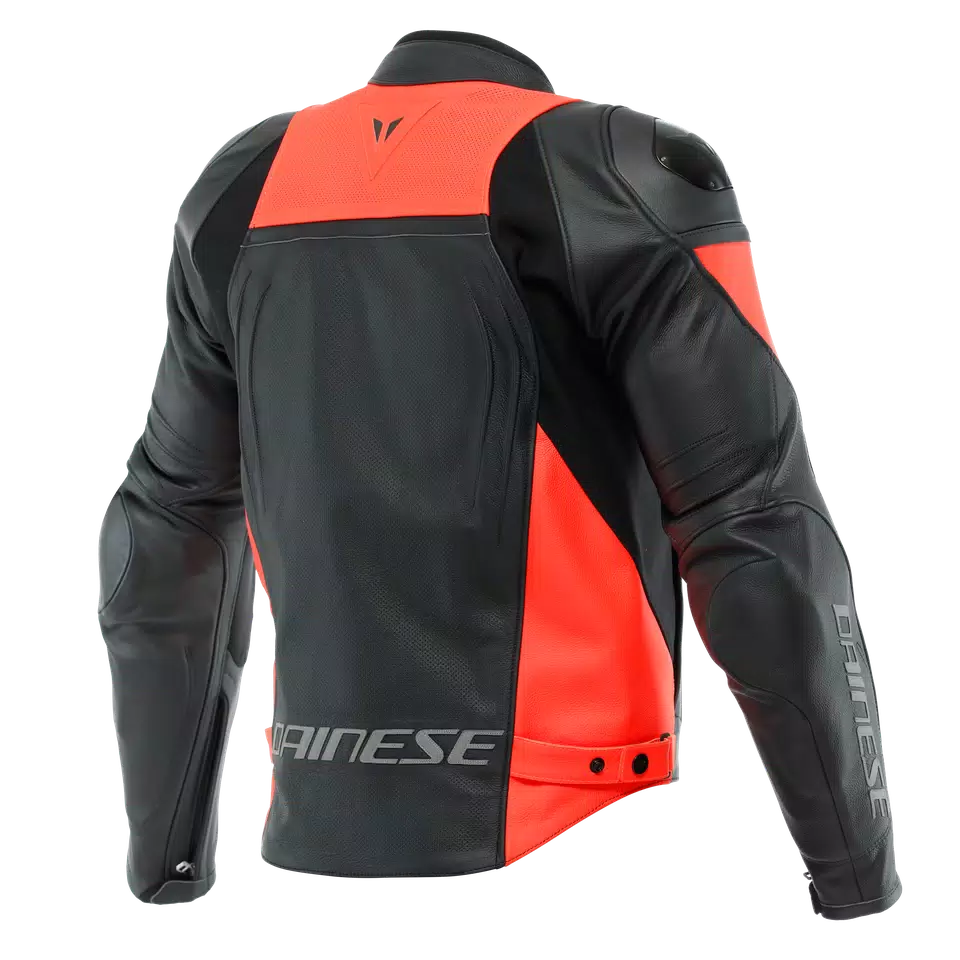 RACING 4 LEATHER JACKET PERF. - BLACK/FLUO-RED - 2