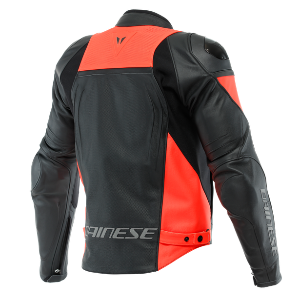 racing-4-leather-jacket-perf-black-fluo-red image number 1