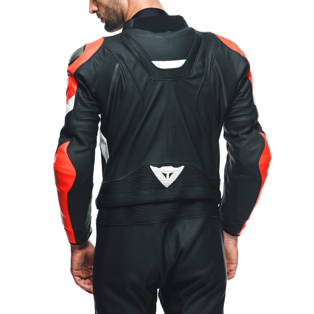 avro-4-leather-2pcs-suit-black-matt-fluo-red-white image number 6