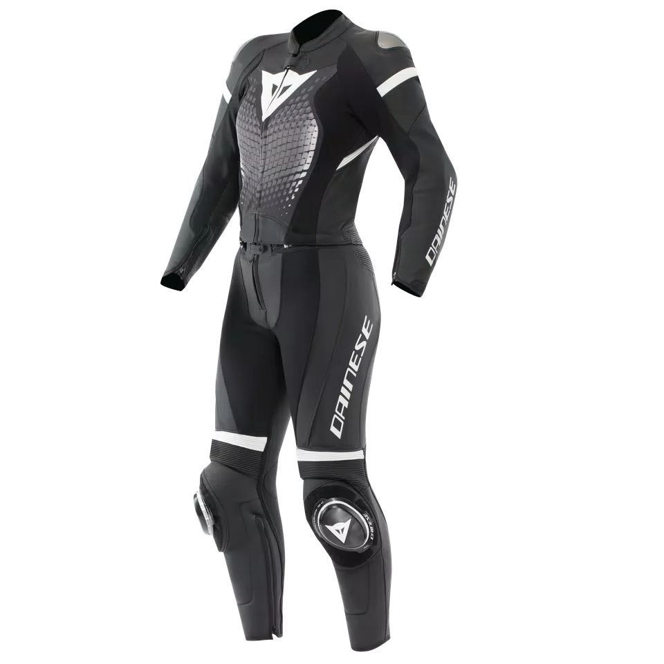 FULMINEA - WOMEN'S TWO-PIECE LEATHER SUIT - BLACK/WHITE - 1