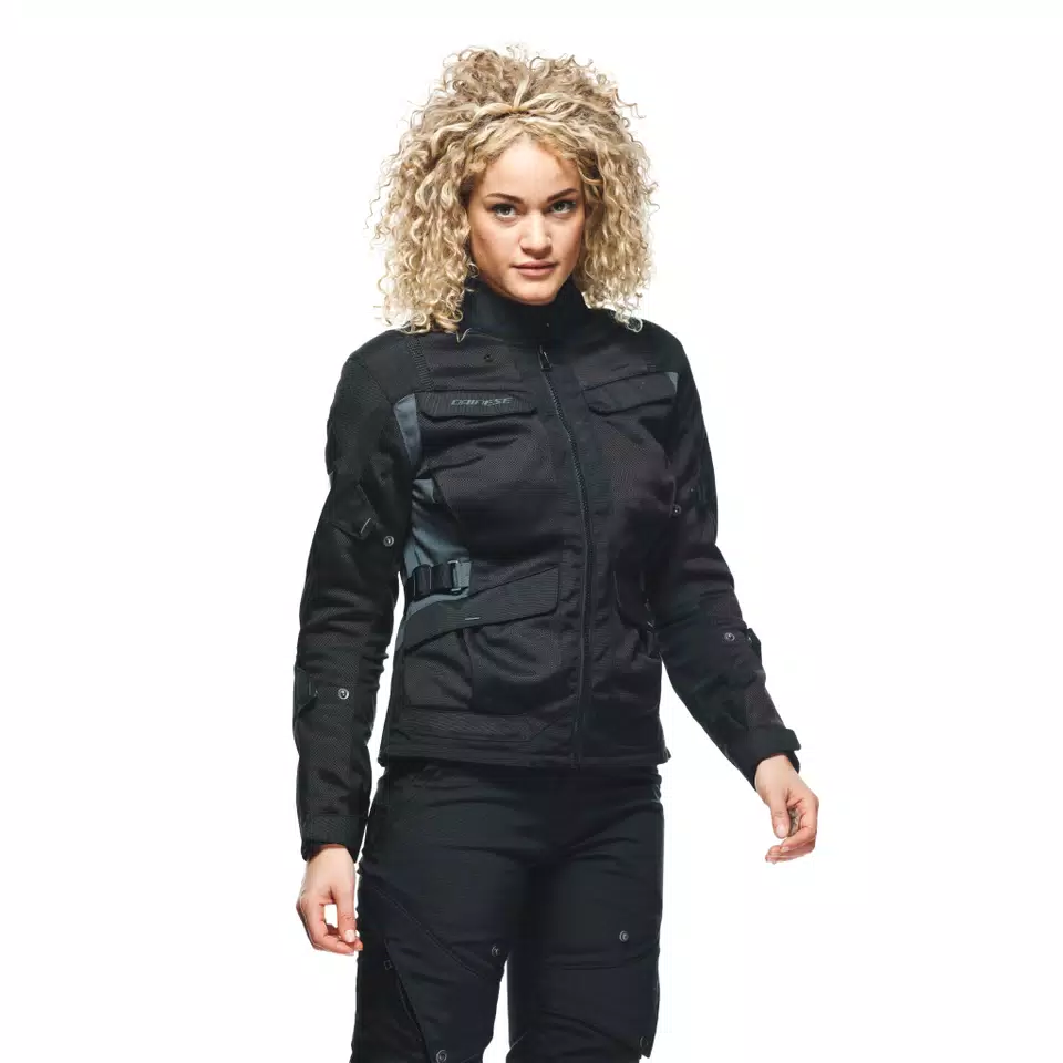 DESERT TEX - WOMEN'S TOURING SUMMER MOTORCYCLE JACKET IN FABRIC - BLACK/BLACK/EBONY - 7