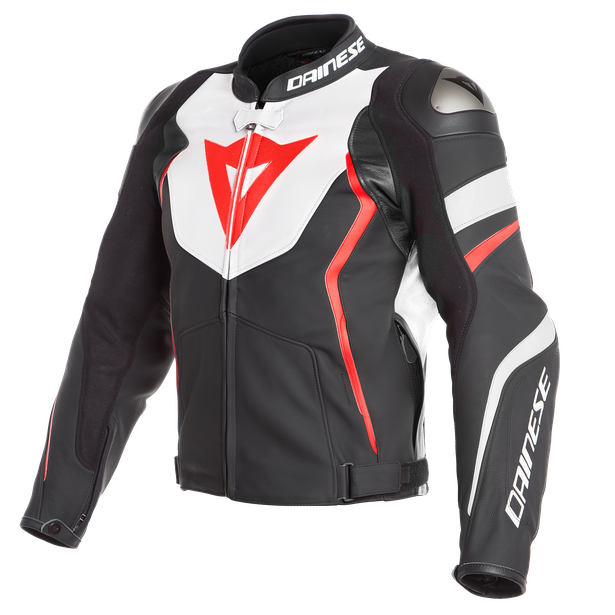 avro-4-giacca-moto-in-pelle-uomo-black-matt-white-fluo-red image number 0