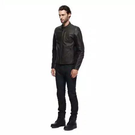 ISTRICE - MEN'S MOTORCYCLE LEATHER JACKET - DARK-BROWN - 4