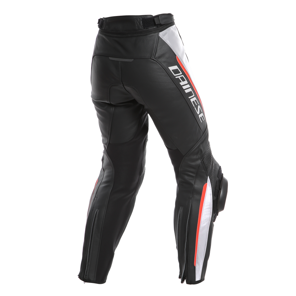 delta-3-pantaloni-moto-in-pelle-donna-black-white-red image number 1