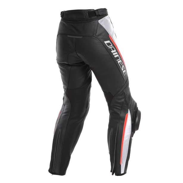 delta-3-pantaloni-moto-in-pelle-donna-black-white-red image number 1