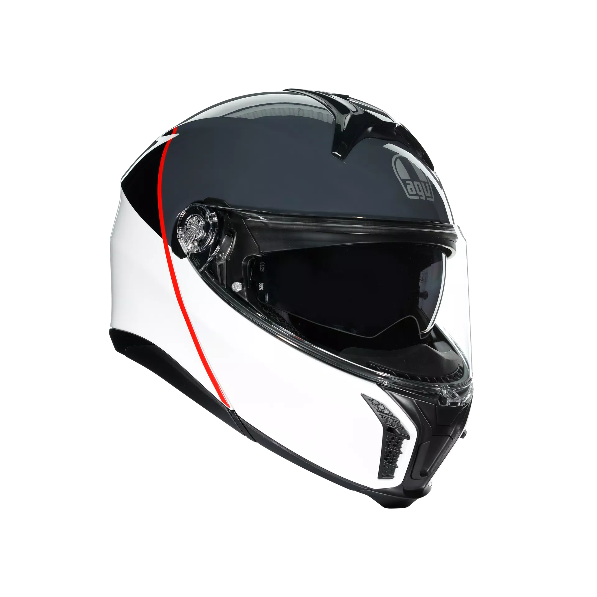 TOURMODULAR BALANCE WHITE/GREY/RED - CASQUE MOTO MODULAIRE E2206