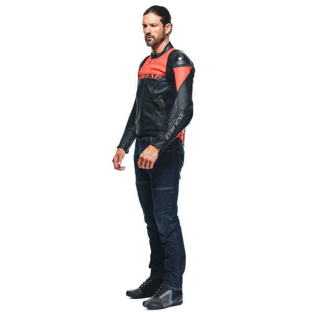 racing-4-giacca-moto-in-pelle-perforata-uomo-black-fluo-red image number 3