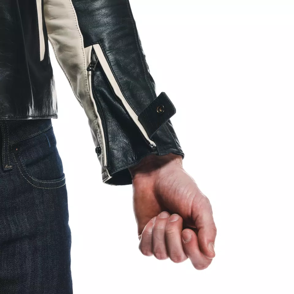 HF D1 - MEN'S MOTORCYCLE LEATHER JACKET - BLACK/RED/BLUE - 10