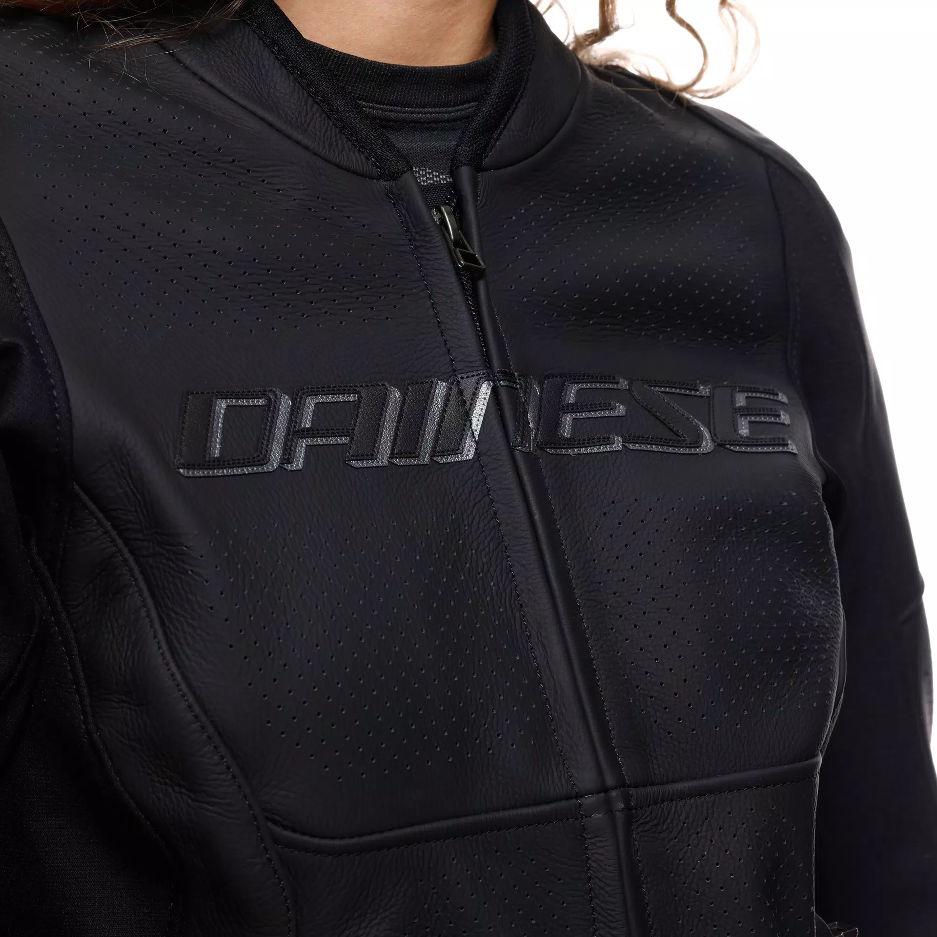 RACING 5 - GIACCA MOTO IN PELLE PERFORATA DONNA