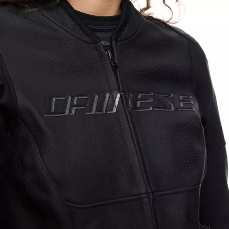 RACING 5 - CHAQUETA DE MOTO DE CUERO PERFORADA MUJER - BLACK/BLACK - 7