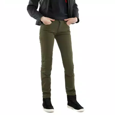 CLASSIC SLIM - WOMEN'S MOTORCYCLE PANTS IN FABRIC - OLIVE - 5