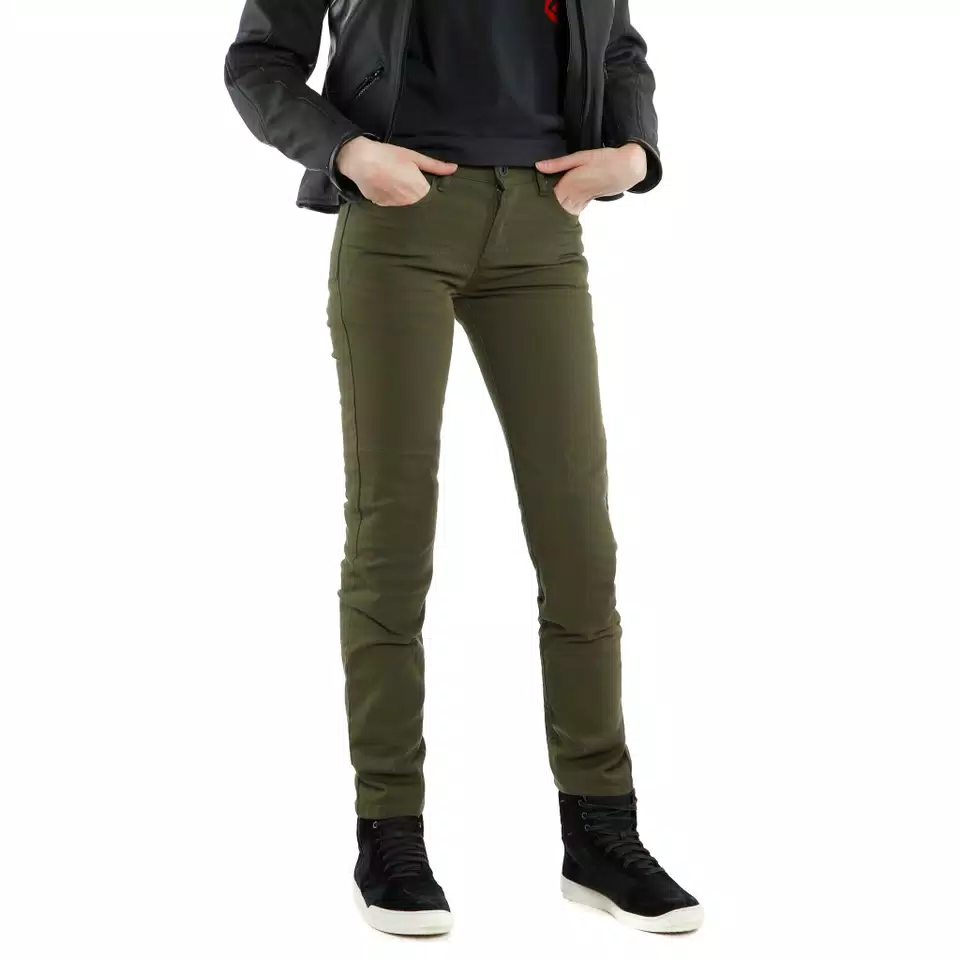 CLASSIC SLIM - WOMEN'S MOTORCYCLE PANTS IN FABRIC - OLIVE - 5