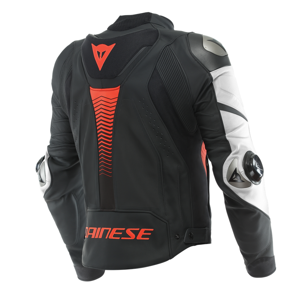 super-speed-4-chaqueta-de-moto-de-cuero-perforado-hombre-black-matt-white-fluo-red image number 1