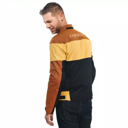 ELETTRICA AIR TEX - MEN'S MOTORCYCLE JACKET IN FABRIC - BLACK/LEATHER-BROWN/MINERAL-YELLOW - 5