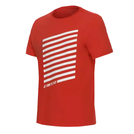 GEOMETRICA - MEN'S CREWNECK T-SHIRT - RED/WHITE STRIPES - 1