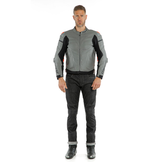 super-race-leather-jacket-charcoal-gray-ch-gray-fluo-red image number 5