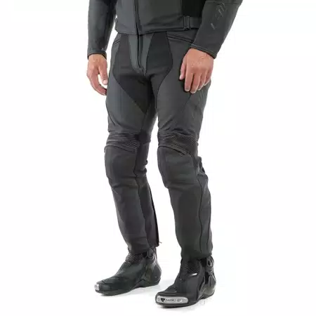 PONY 3 - MEN'S MOTORCYCLE PERFORATED LEATHER PANTS - BLACK-MATT - 4