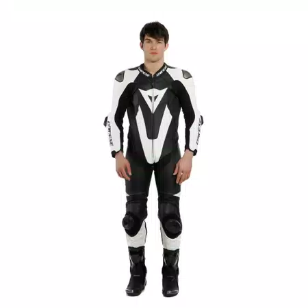 LAGUNA SECA 5 - MEN'S 1-PIECE MOTORCYCLE PERFORATED LEATHER SUIT (SHORT/TALL) - BLACK/WHITE - 3