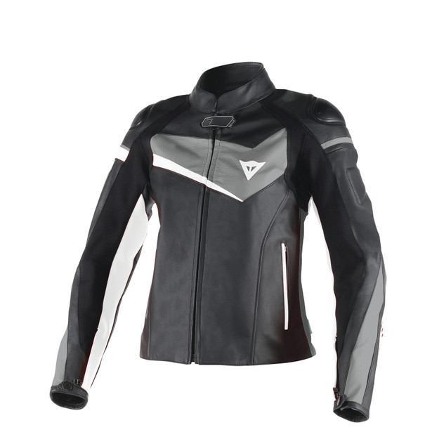 veloster-lady-leather-jacket-black-anthracite-white image number 0