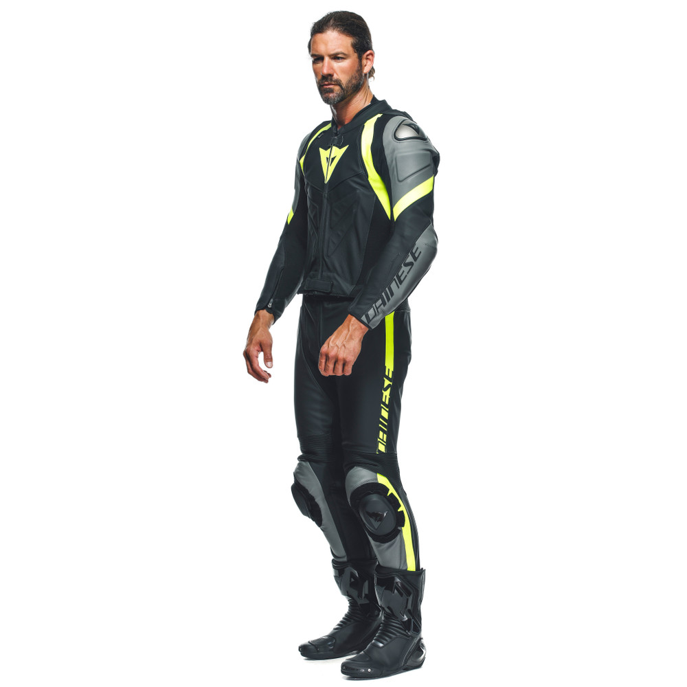 avro-4-leather-2pcs-suit-black-matt-charcoal-gray-fluo-yellow image number 3