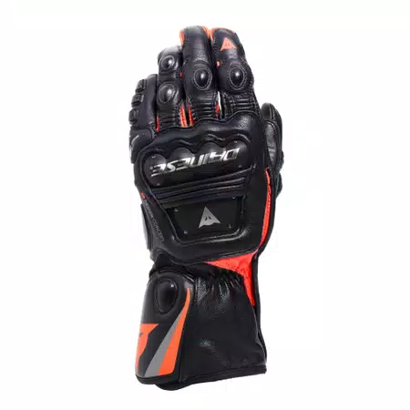 STEEL-PRO - MEN'S MOTORCYCLE LEATHER GLOVES - BLACK/FLUO-RED - 1